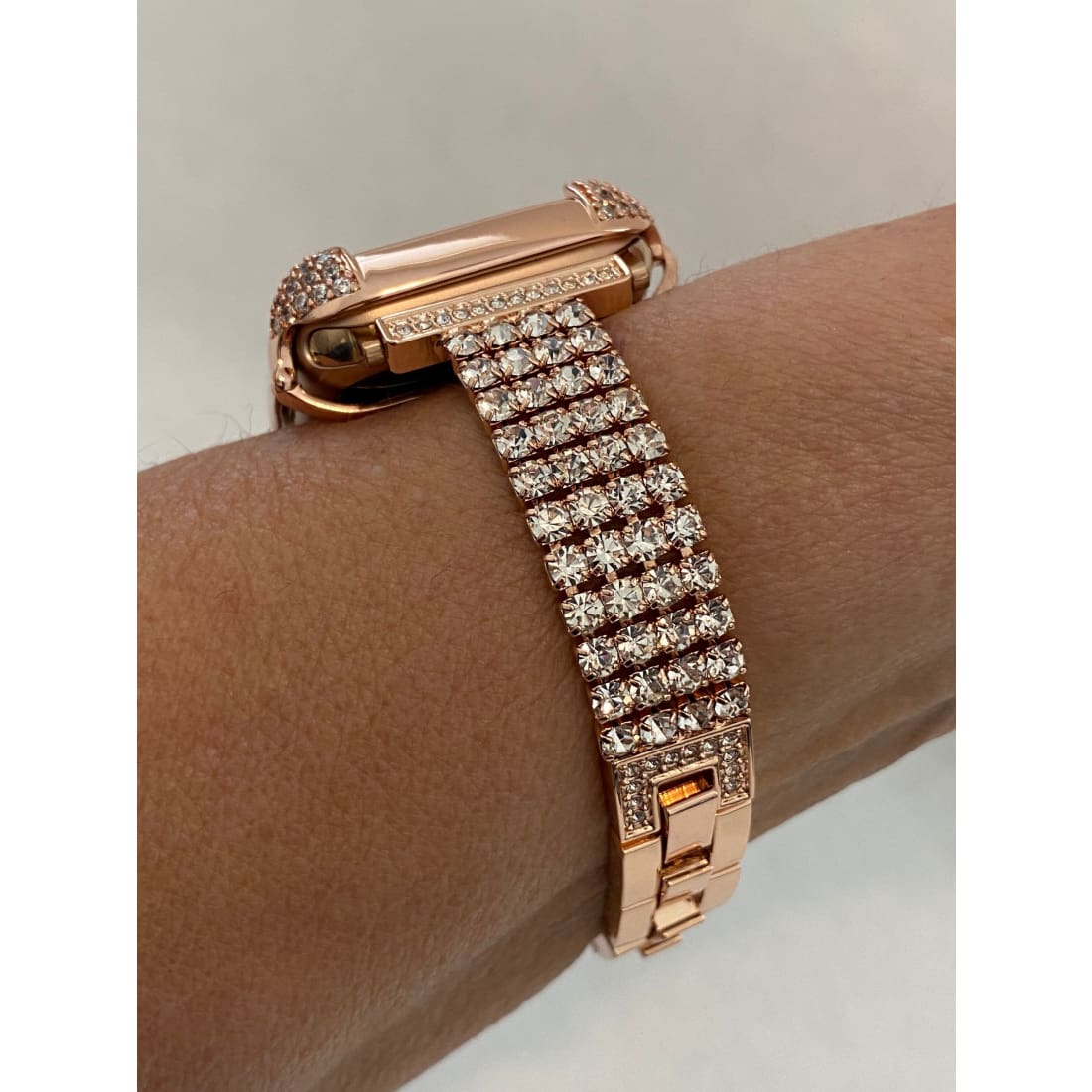 Rose Gold Apple Watch Band Women 38 40 42 44mm & or Pave Lab Diamond Bezel Case for Iwatch - apple watch, apple watch band, apple watch band