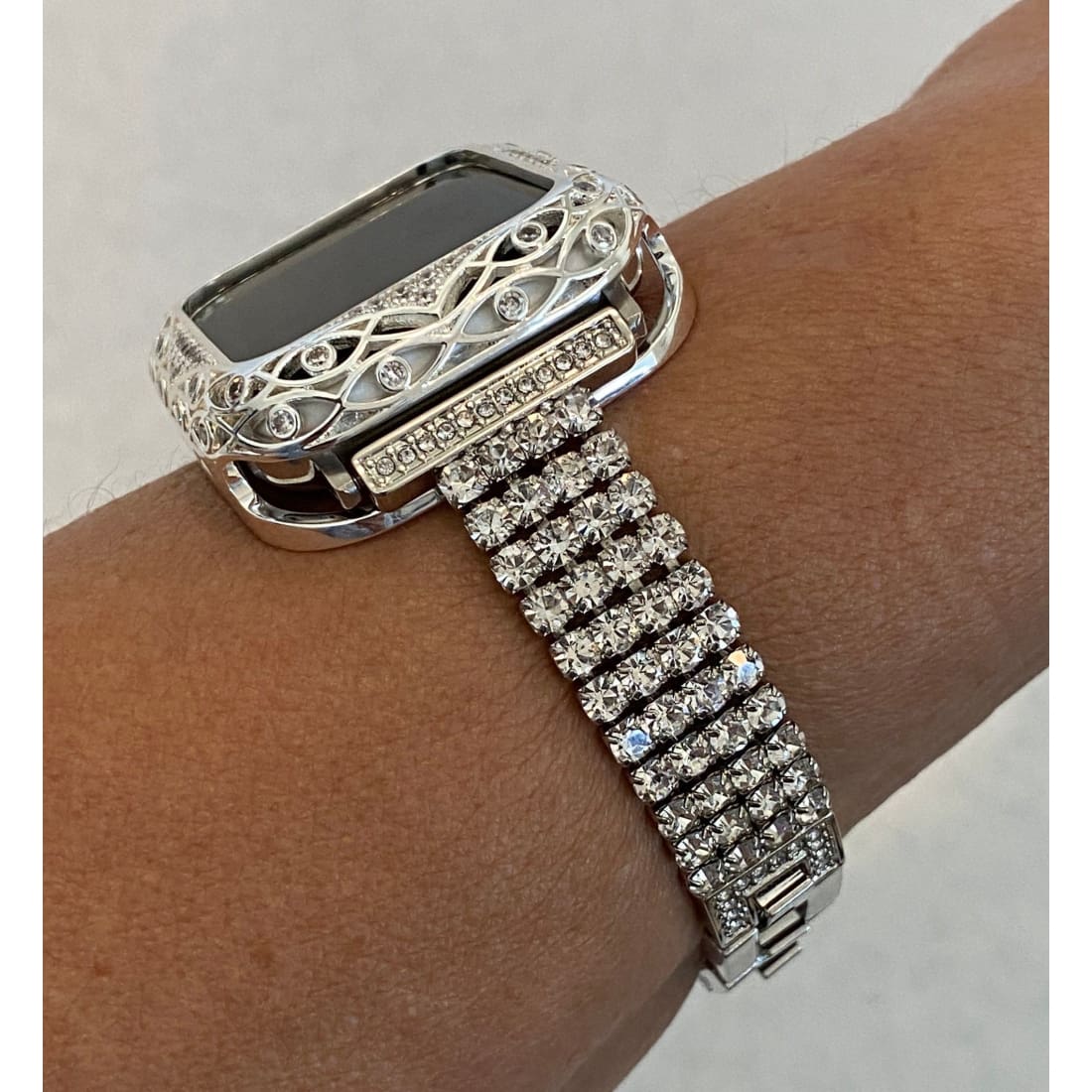 Series 2-8 Apple Watch Band 40mm Women's Silver & or Swarovski Crystal Bezel Cover Bumper 38mm 40mm 41mm 42mm 44mm 45mm - apple watch,