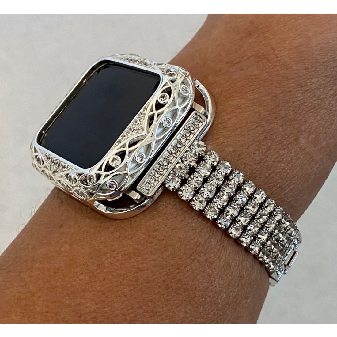 Series 2-8 Apple Watch Band 40mm Women's Silver & or Swarovski Crystal Bezel Cover Bumper 38mm 40mm 41mm 42mm 44mm 45mm - apple watch,