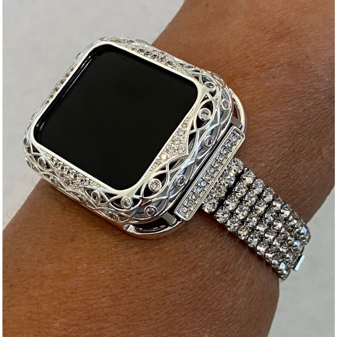 Series 2-8 Apple Watch Band 40mm Women's Silver & or Swarovski Crystal Bezel Cover Bumper 38mm 40mm 41mm 42mm 44mm 45mm - apple watch,