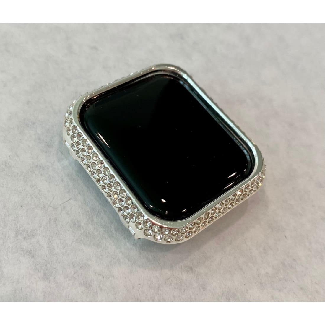 Series 7-8 Apple Watch Bezel Case Cover 41mm 45mm Silver Swarovski Crystals Stainless Steel Bumper 41mm 45mm - 41mm apple watch, 45mm apple