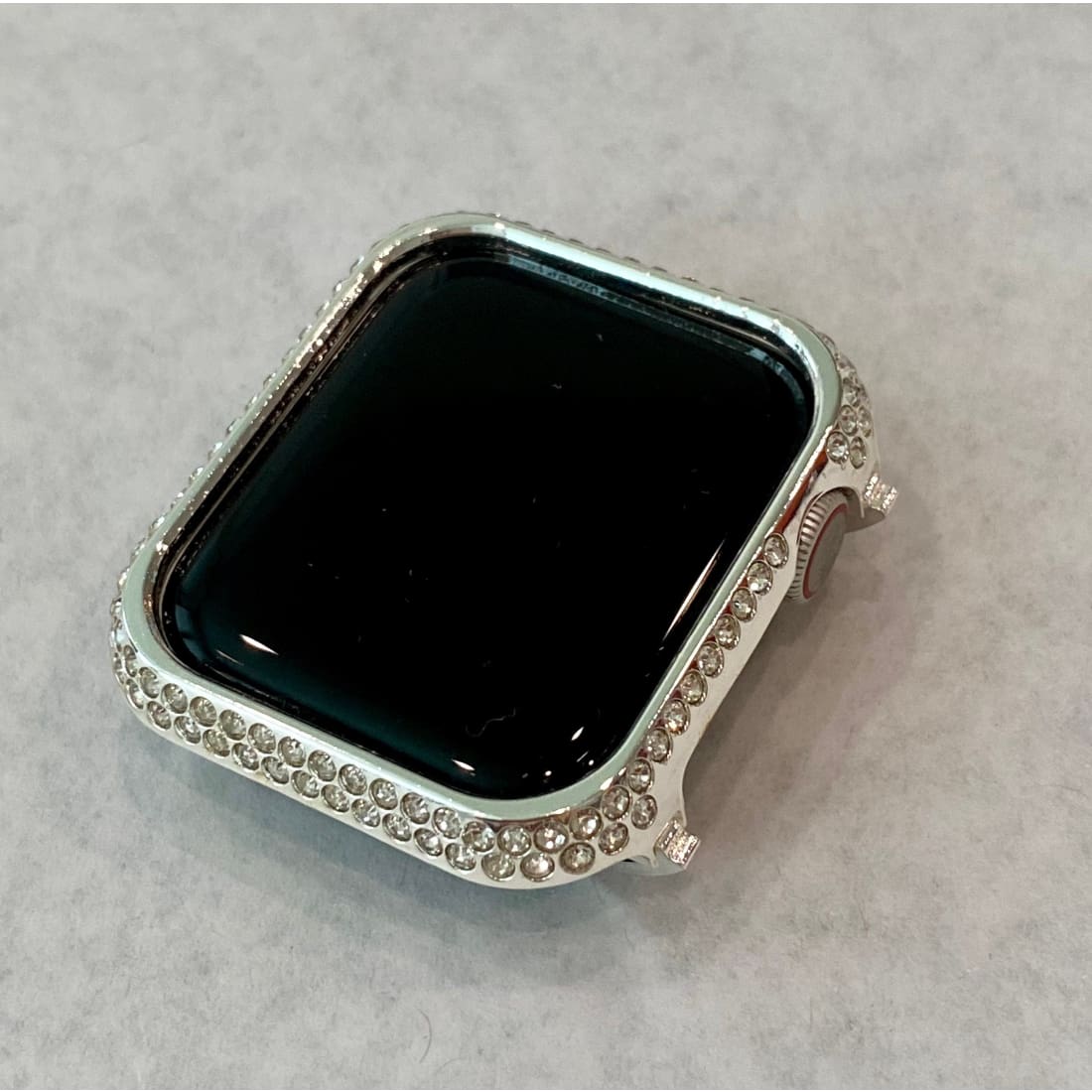 Series 7-8 Apple Watch Bezel Case Cover 41mm 45mm Silver Swarovski Crystals Stainless Steel Bumper 41mm 45mm - 41mm apple watch, 45mm apple