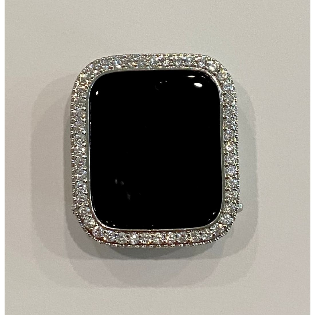 Series 7-8 Custom Apple Watch Cover 41mm 45mm 49mm Ultra Silver Lab Diamond Bezel Iwatch Case Bling 38mm 40mm 42mm 44mm Smartwatch Bumper -