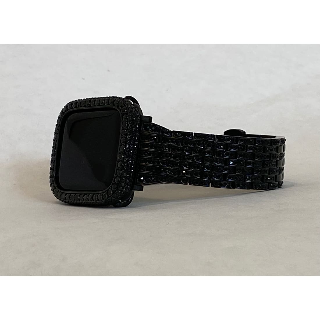 Series 8 Apple Watch Band Black Swarovski Crystals & or Apple Watch Cover Lab Diamond Case Bling 38mm 40mm 41mm 42mm 44mm 45mm 49mm Ultra -