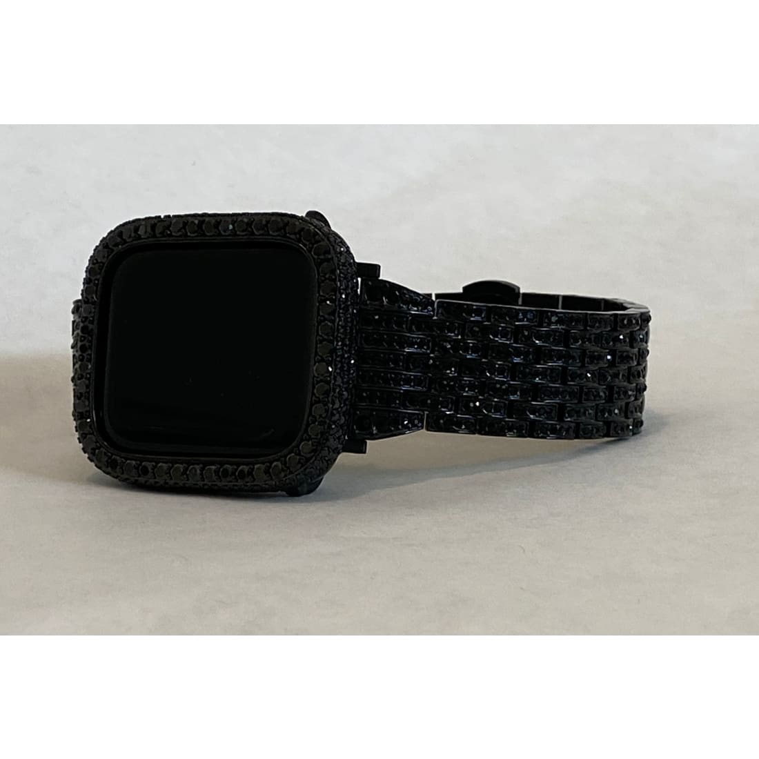 Series 8 Apple Watch Band Black Swarovski Crystals & or Apple Watch Cover Lab Diamond Case Bling 38mm 40mm 41mm 42mm 44mm 45mm 49mm Ultra -