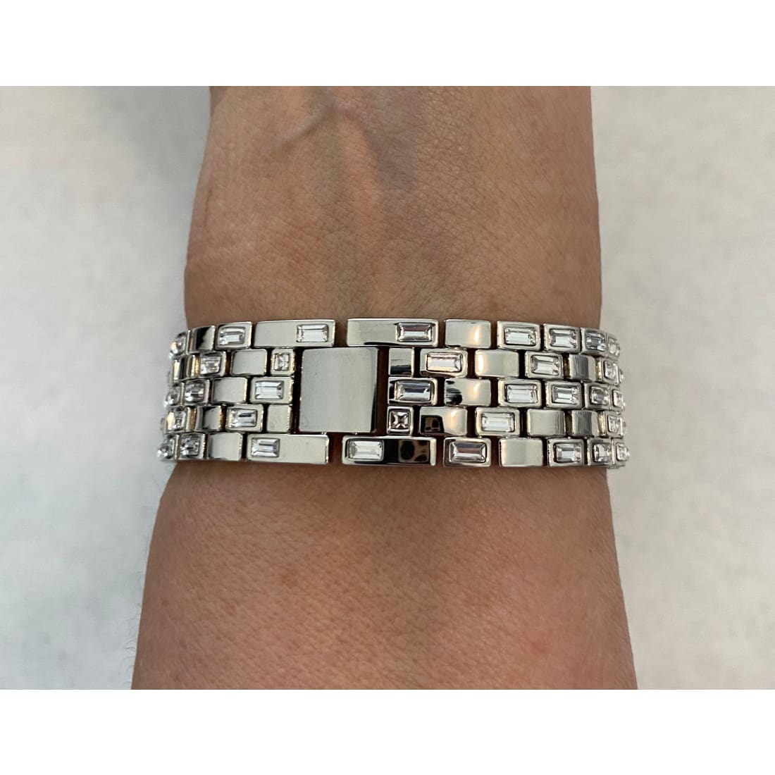 Silver Apple Watch Band Swarovski Crystal Baguettes 38 40 41 42 44 45mm & orLab Diamond Bezel Cover Smartwatch Case Bling - 41mm apple