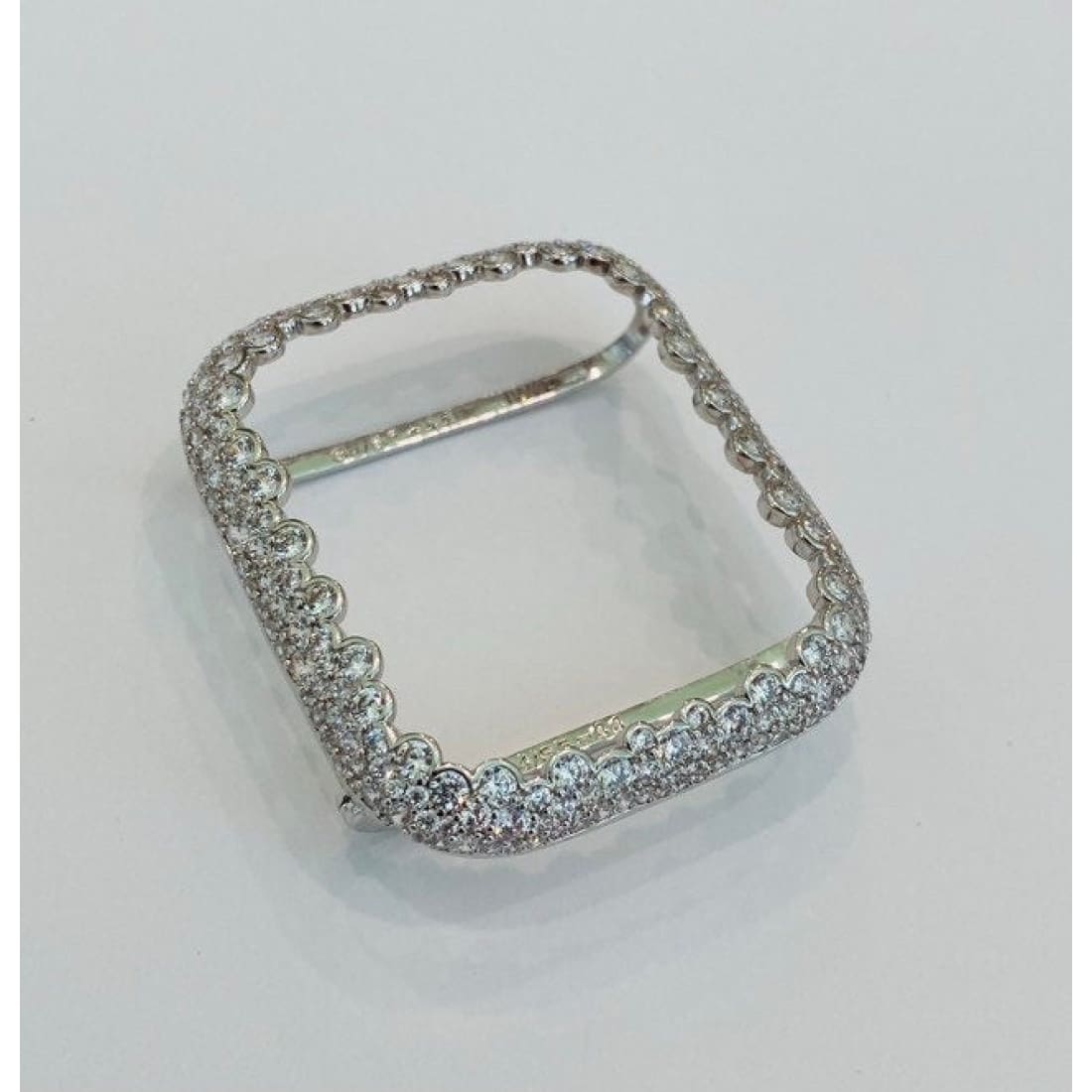 Silver Apple Watch Band Swarovski Crystal Baguettes 38 40 41 42 44 45mm & orLab Diamond Bezel Cover Smartwatch Case Bling - 41mm apple