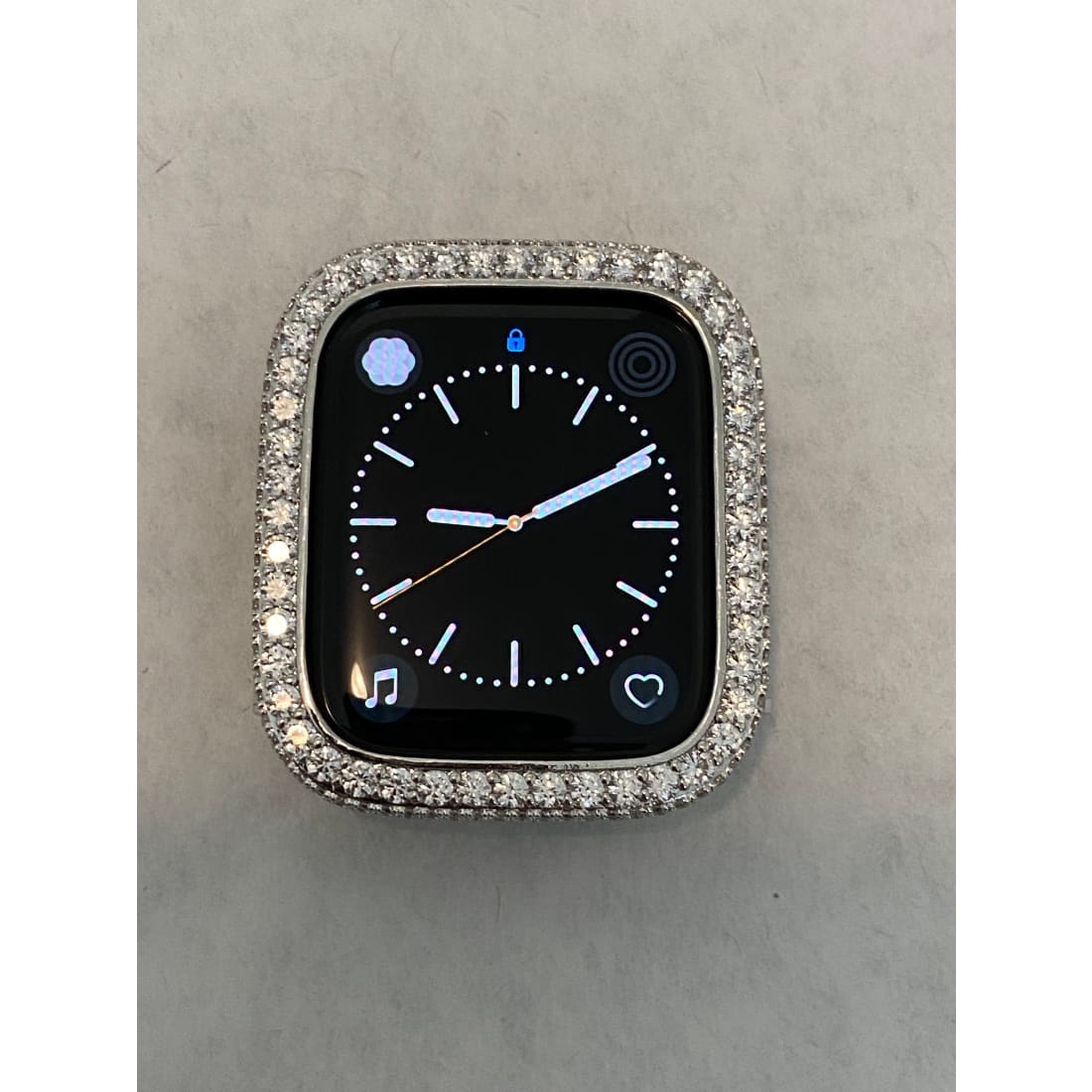 Silver Apple Watch Band Women 41mm 45mm 49mm Ultra Series 8 Swarovski Crystals & or Lab Diamond Bezel Cover Bumper 38mm-44mm Series 1-8 -