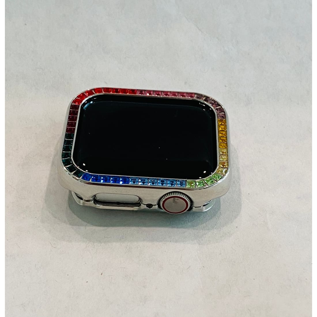 Silver Apple Watch Cover Swarovski Crystal Rainbow Apple Watch Cover Smartwatch Bumper Bling 38mm 40mm 42mm 44mm Iwatch Candy - apple watch,