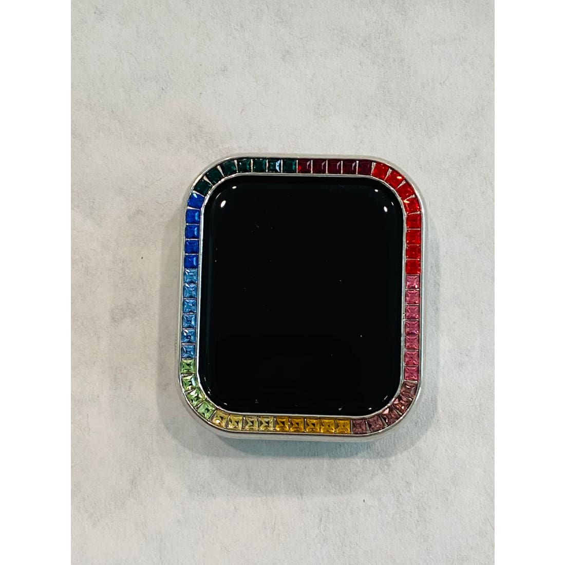 Silver Apple Watch Cover Swarovski Crystal Rainbow Apple Watch Cover Smartwatch Bumper Bling 38mm 40mm 42mm 44mm Iwatch Candy - apple watch,