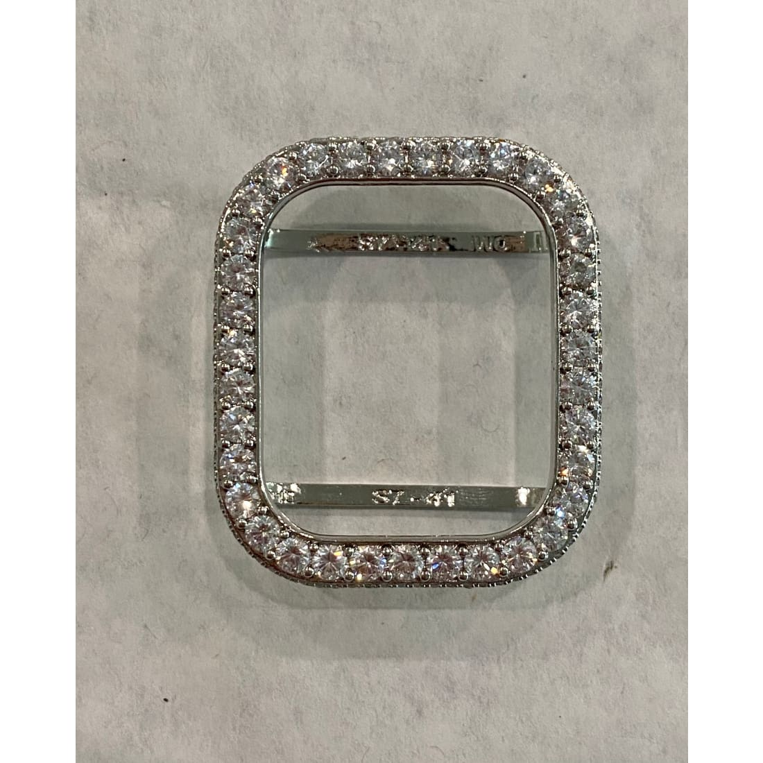 Silver Apple Watch Series 8 Case Cover with Large 3.5mm Lab Diamonds Bezel Smartwatch Bumper Faceplate - 41mm apple watch, 45mm apple watch,