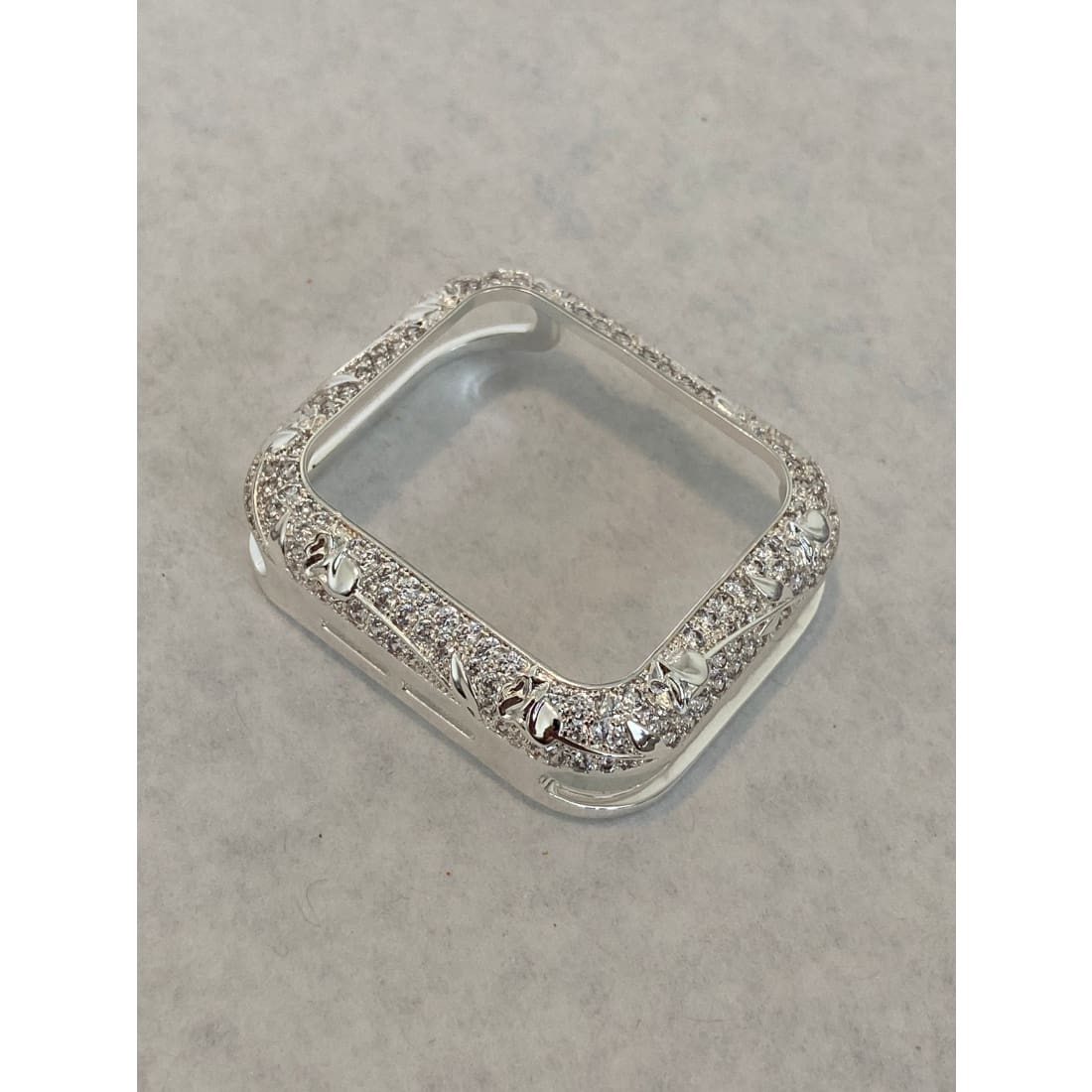 Swarovski Crystal Apple Watch Bezel Cover Silver Floral Smartwatch Bumper Bling 38mm 40mm 41mm 42mm 44mm 45mm Series 7,8 - apple watch,