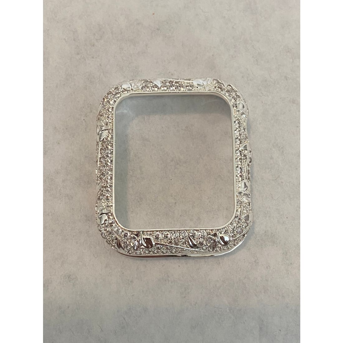 Swarovski Crystal Apple Watch Bezel Cover Silver Floral Smartwatch Bumper Bling 38mm 40mm 41mm 42mm 44mm 45mm Series 7,8 - apple watch,