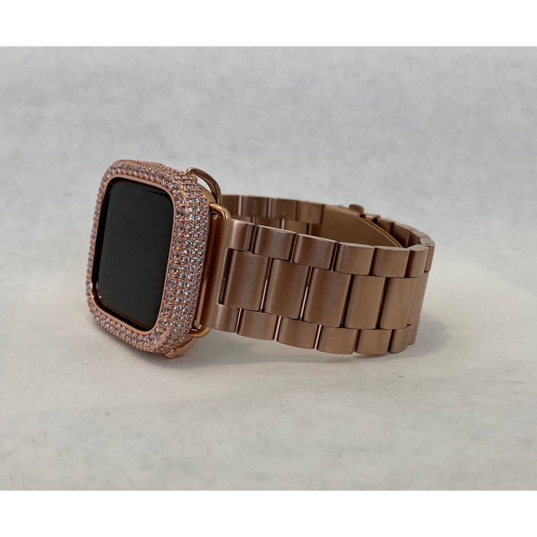 Ultra 49mm Apple Watch Band Rose Gold Stainless Steel & or Apple Watch Cover Lab Diamond Bezel Case Bling 38mm-45mm S1-8 - apple watch,