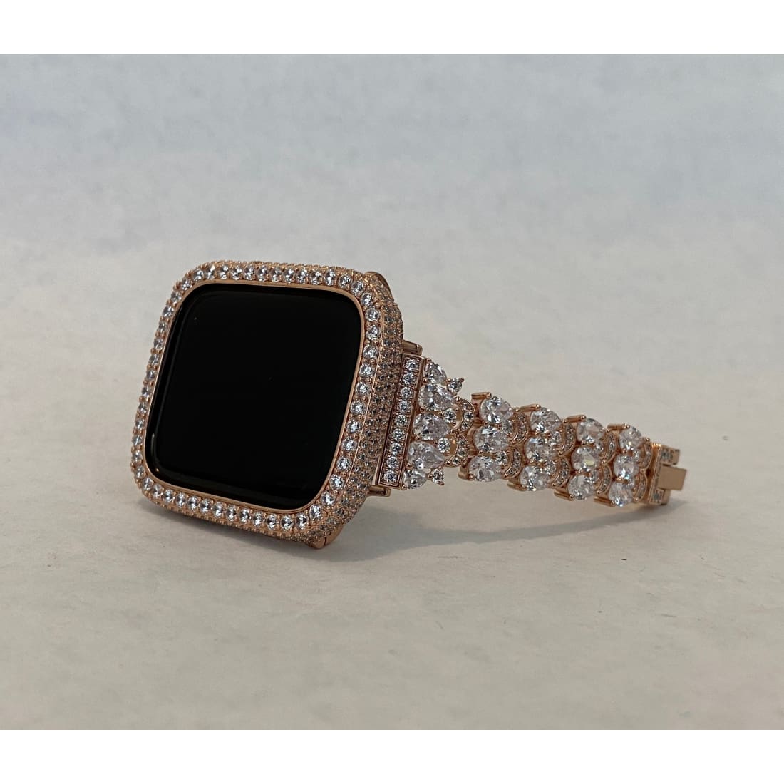 41mm 45mm Apple Watch Band Women's Rose Gold and or Lab Diamond Bezel Bumper Iwatch Bling 38mm 40mm 42mm 44mm