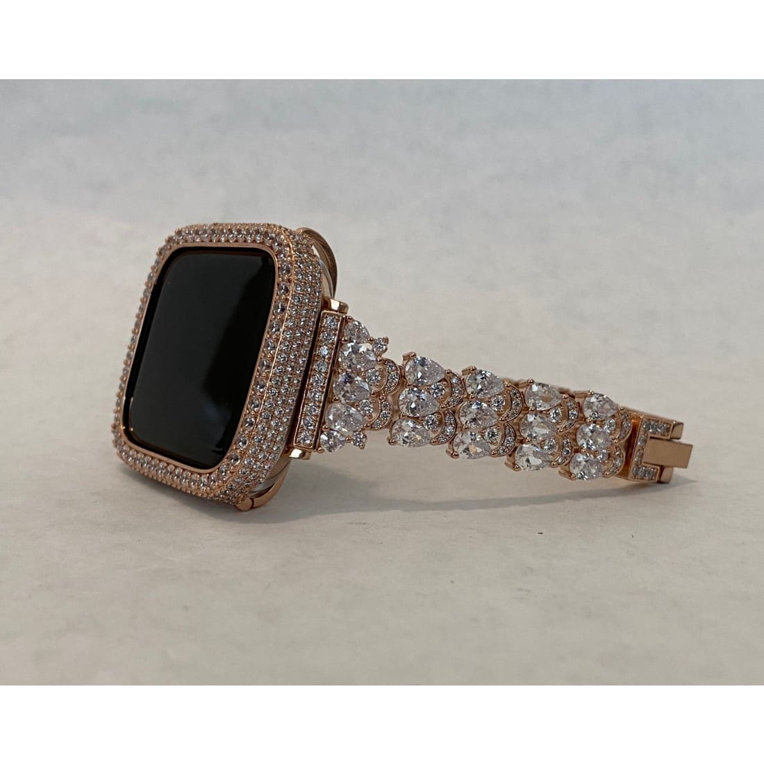 41mm 45mm Apple Watch Band Women's Rose Gold and or Lab Diamond Bezel Bumper Iwatch Bling 38mm 40mm 42mm 44mm