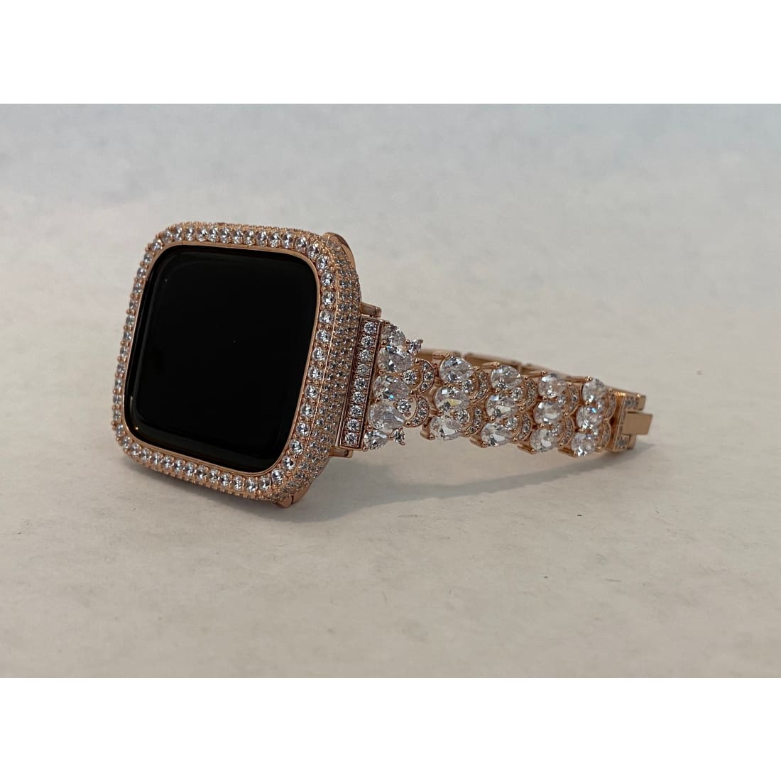 41mm 45mm Apple Watch Band Women's Rose Gold and or Lab Diamond Bezel Bumper Iwatch Bling 38mm 40mm 42mm 44mm