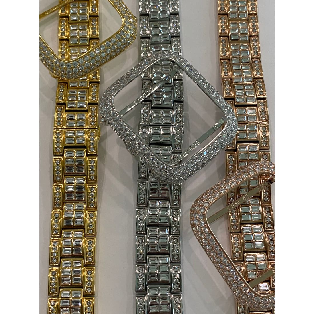Apple Watch Band Baguette Swarovski Crystals & or Lab Diamond Bezel Cover In 38,40,41,42,44,45mm Series 2,3,4,5,6,7,8 SE