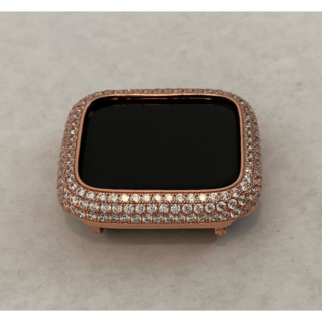 Apple Watch Band Series 7 41mm 45mm Rose Gold & or Pave Lab Diamond Bezel Cover Iwatch Bumper 38 40 42 44mm