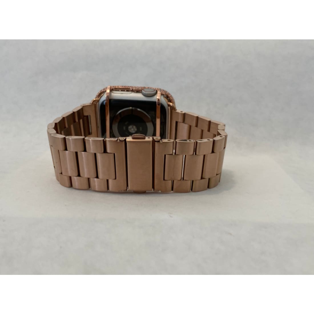 Apple Watch Band Women Rose Gold Series 1-8 SE & or Lab Diamond Bezel Cover 38mm 40mm 41mm 42mm 44mm 45mm Smartwatch Bumper Bling