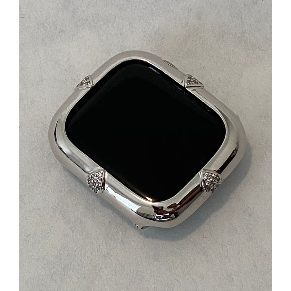 Apple Watch Bezel Cover 44mm Silver Lab Diamonds, Smartwatch Bumper Bling Case Series 4-6