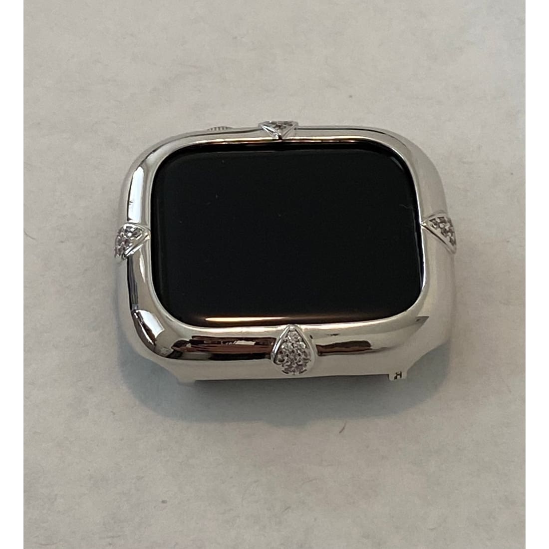 Apple Watch Bezel Cover 44mm Silver Lab Diamonds, Smartwatch Bumper Bling Case Series 4-6