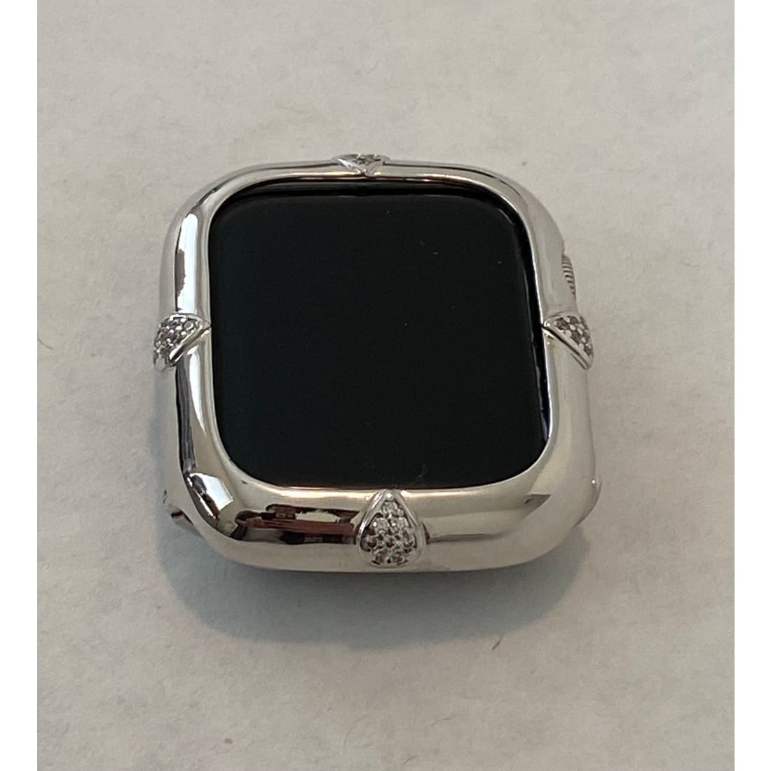 Apple Watch Bezel Cover 44mm Silver Lab Diamonds, Smartwatch Bumper Bling Case Series 4-6