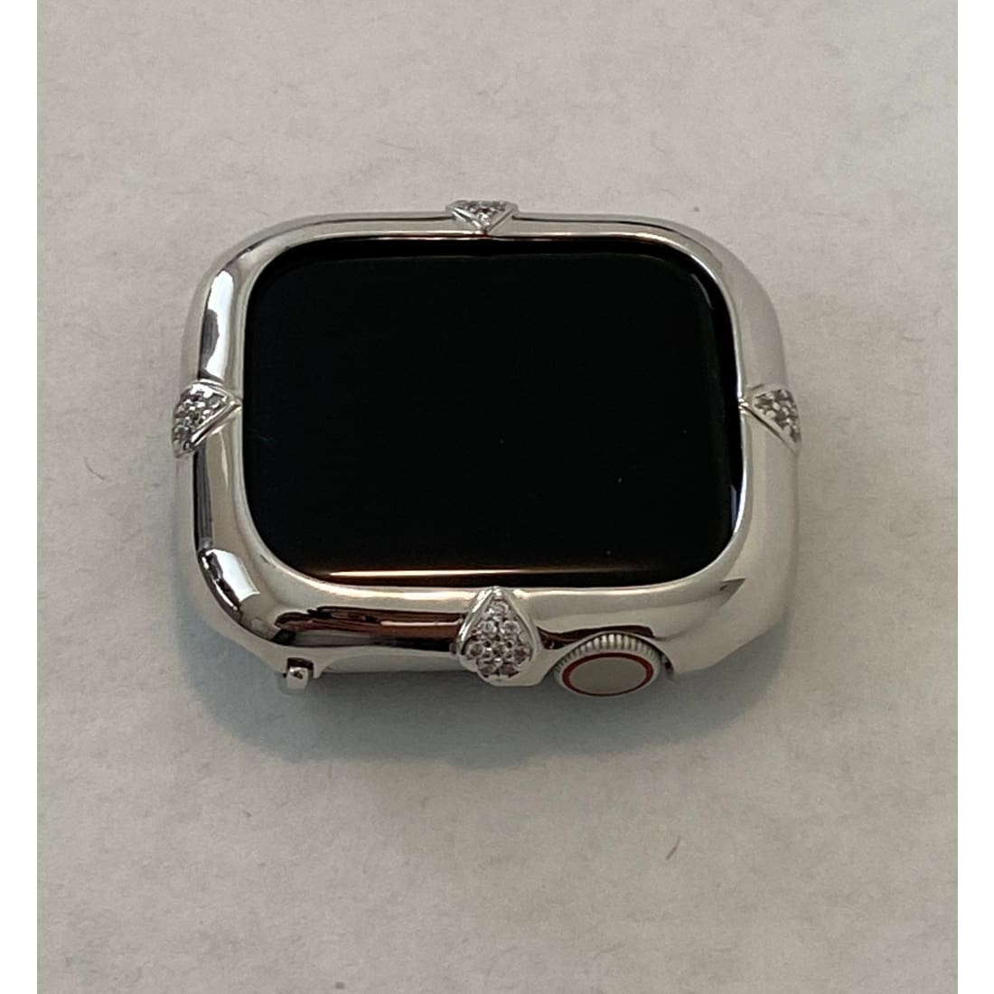 Apple Watch Bezel Cover 44mm Silver Lab Diamonds, Smartwatch Bumper Bling Case Series 4-6