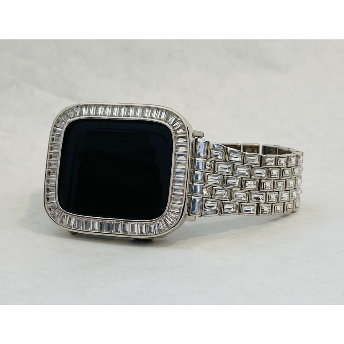 Bling Apple Watch Band 38mm 40mm 42mm 44mm Baguette & or Lab Diamond Bezel Cover Series 6 Gift for Her Him
