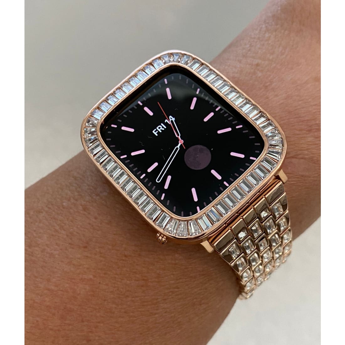 Bling Apple Watch Band 38mm 40mm 42mm 44mm Baguette & or Lab Diamond Bezel Cover Series 6 Gift for Her Him