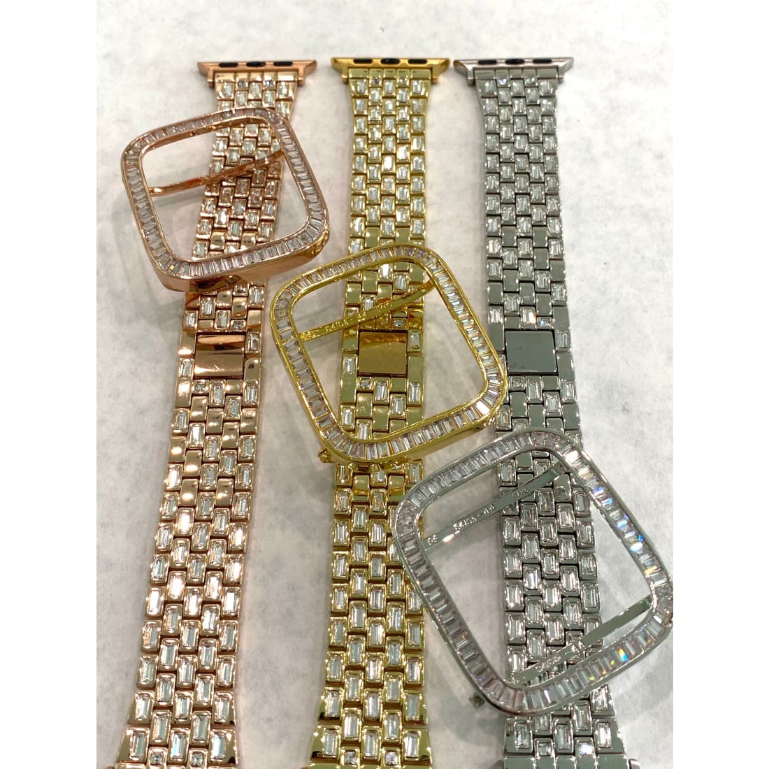 Bling Apple Watch Band 38mm 40mm 42mm 44mm Baguette & or Lab Diamond Bezel Cover Series 6 Gift for Her Him