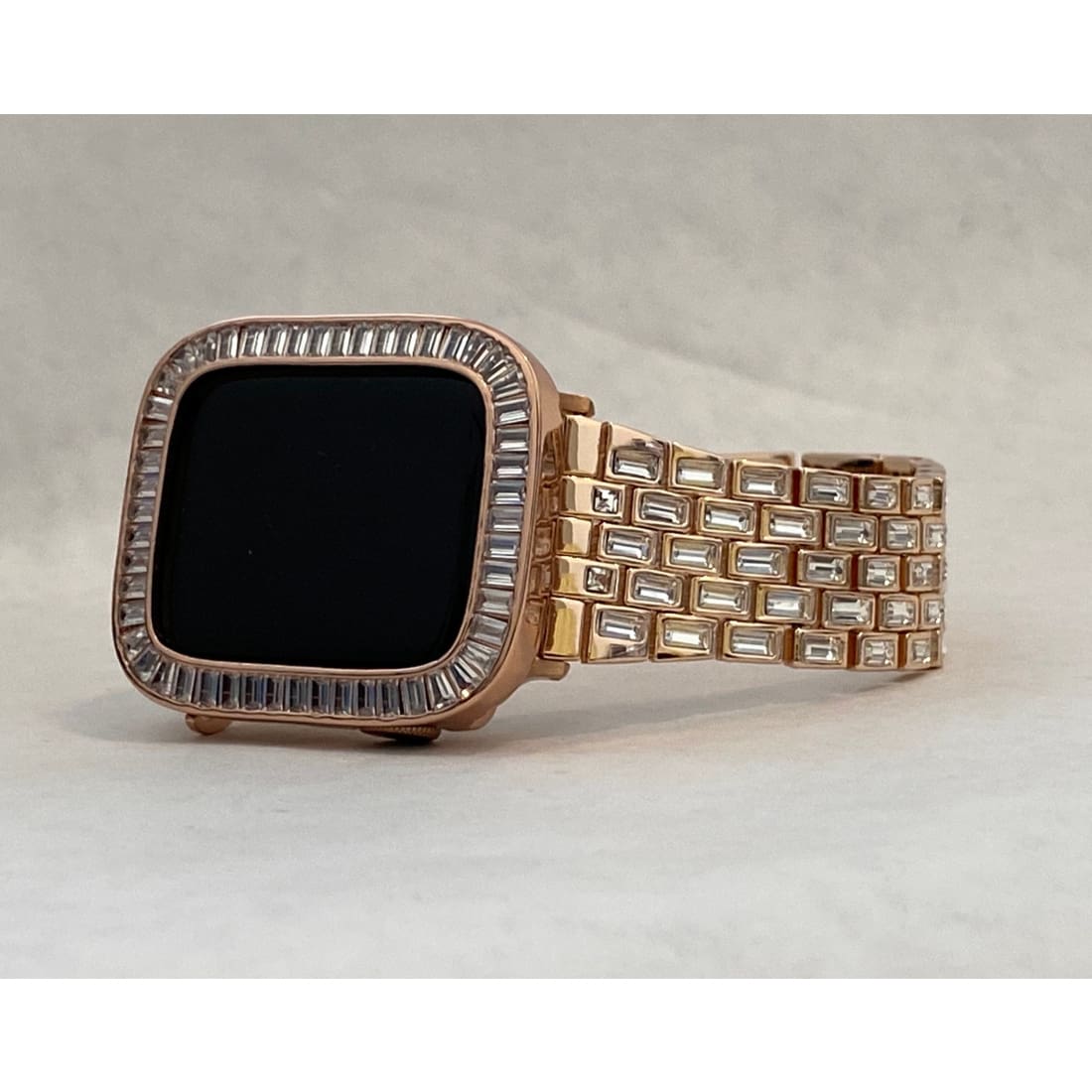 Bling Apple Watch Band 38mm 40mm 42mm 44mm Baguette & or Lab Diamond Bezel Cover Series 6 Gift for Her Him
