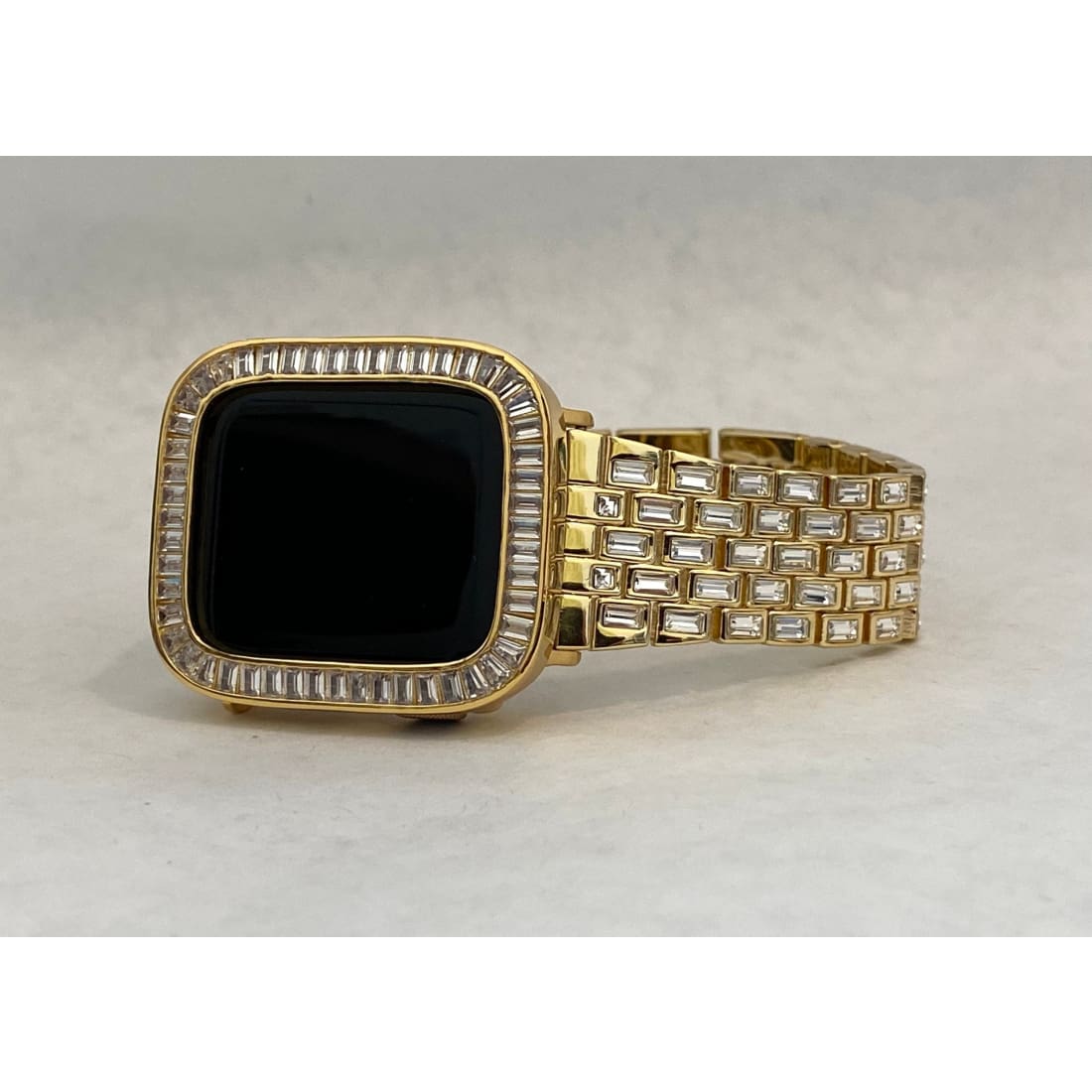 Bling Apple Watch Band 38mm 40mm 42mm 44mm Baguette & or Lab Diamond Bezel Cover Series 6 Gift for Her Him