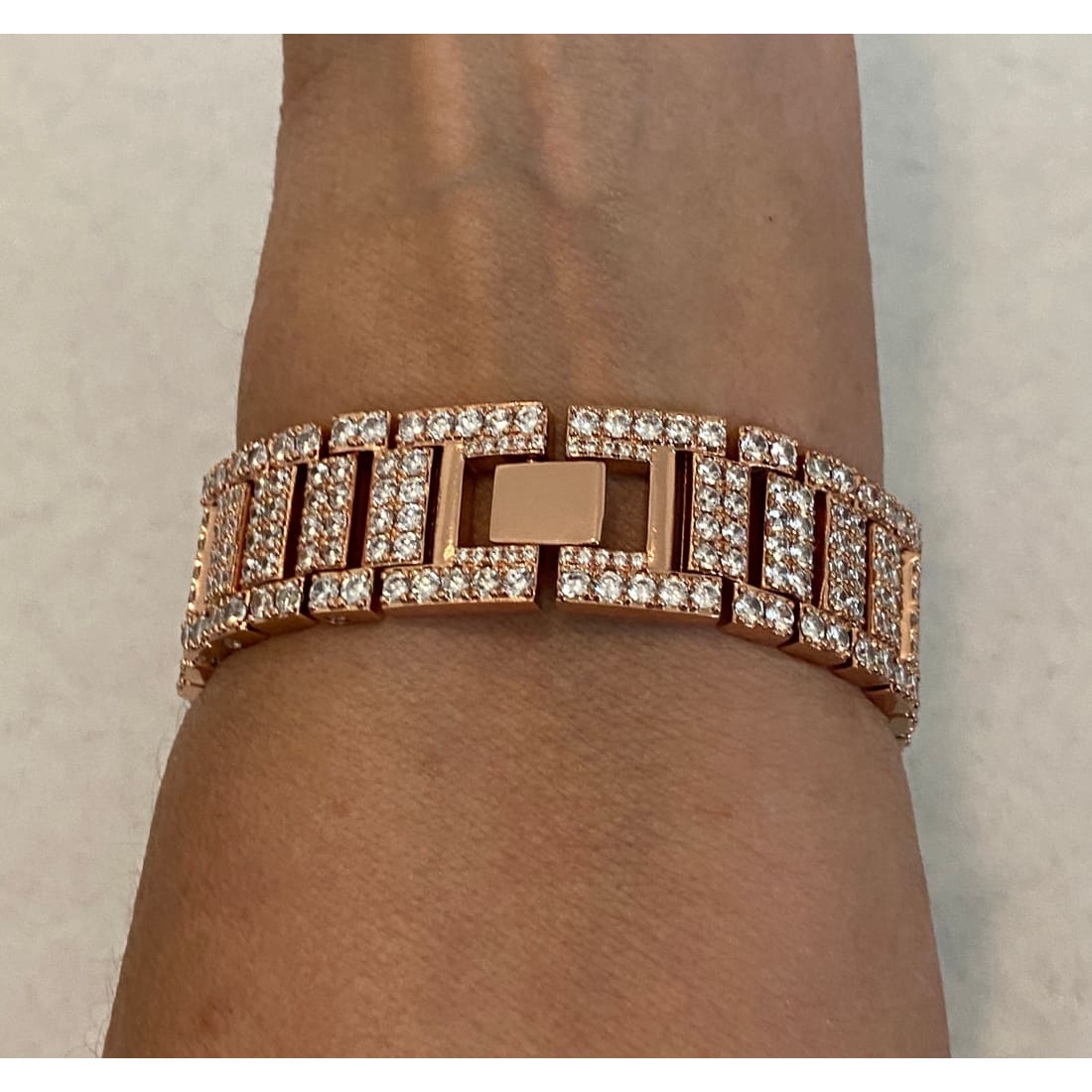 Bling Apple Watch Band Women 38 40 41 42 44 45mm and or Rose Gold Lab Diamond Bezel Cover Smartwatch Bling