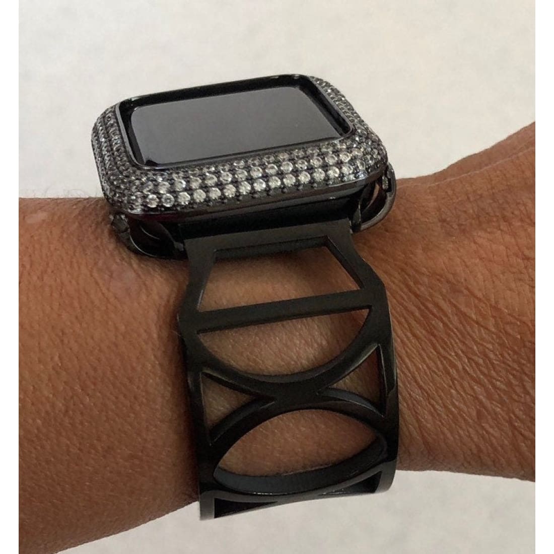 Custom Black Apple Watch Band Only Bangle 38mm 40mm 41mm 42mm 44mm 45mm Smartwatch Straps Series 1-7 Final Sale