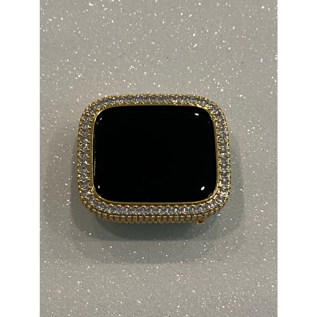 Custom Iced Out Apple Watch Bezel Cover Gold with 2.5mm Lab Diamonds 40mm 44mm Handmade