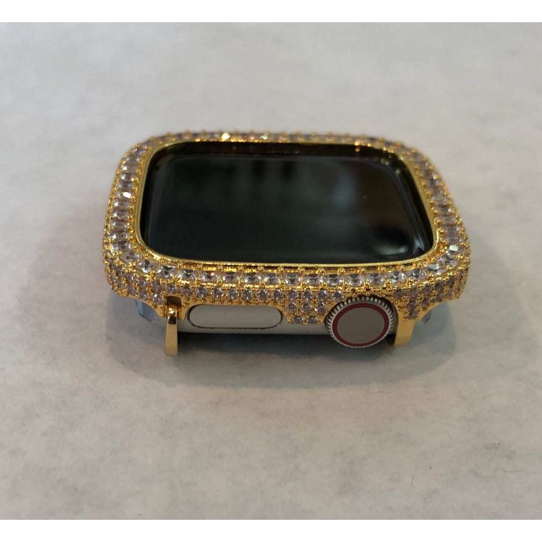 Custom Iced Out Apple Watch Bezel Cover Gold with 2.5mm Lab Diamonds 40mm 44mm Handmade