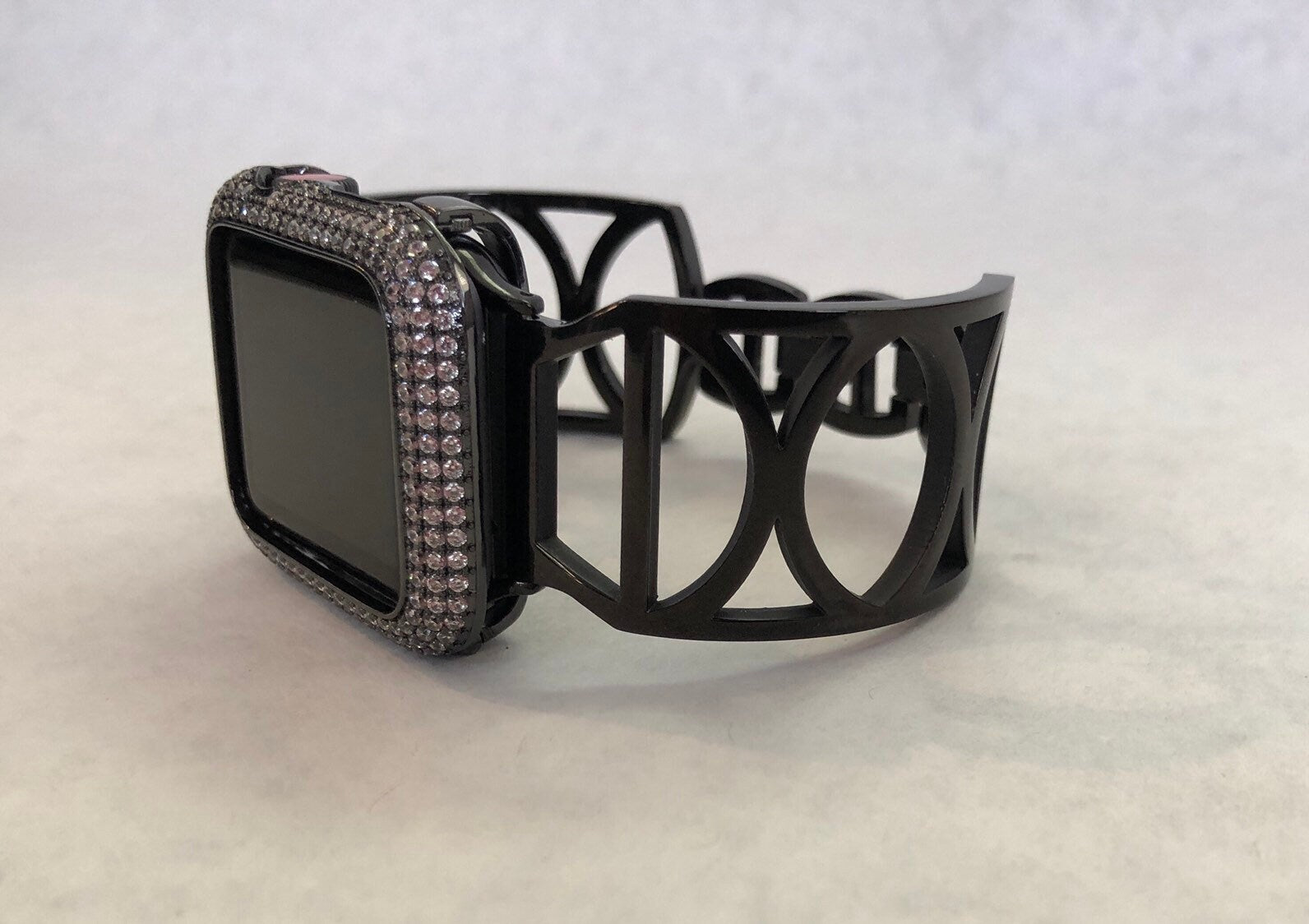 Custom Black Apple Watch Band Only Bangle 38mm 40mm 41mm 42mm 44mm 45mm Smartwatch Straps Series 1-7 Final Sale