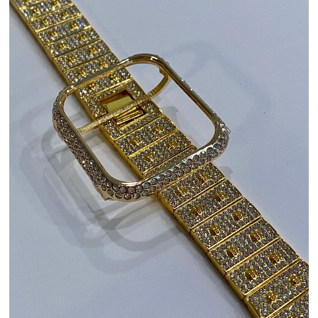 New Series 8 Apple Watch Band 41mm 45mm Gold Swarovski Crystals & or Apple Watch Case Cover Stainless Steel Smartwatch Bumper Bling