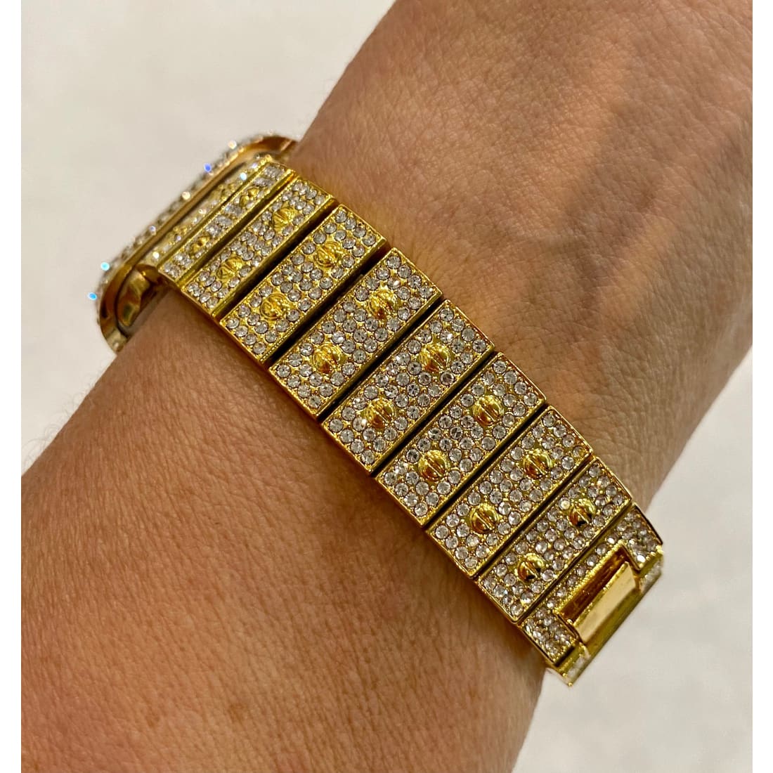 New Series 8 Apple Watch Band 41mm 45mm Gold Swarovski Crystals & or Apple Watch Case Cover Stainless Steel Smartwatch Bumper Bling