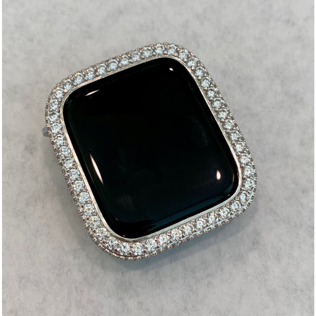 Series 1-8 Apple Watch Band 41mm 44mm Silver Stainless Steel Ultra Thin & or Lab Diamond Bezel Cover Bling for Smartwatch Series 8