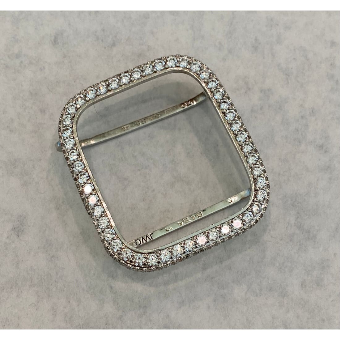 Series 1-8 Apple Watch Band 41mm 44mm Silver Stainless Steel Ultra Thin & or Lab Diamond Bezel Cover Bling for Smartwatch Series 8