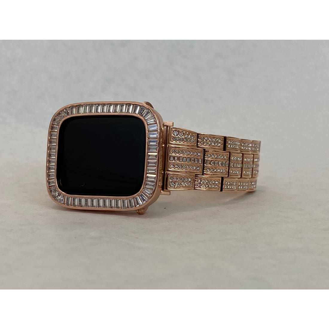 Series 1-8 Apple Watch Band Rose Gold Swarovski Crystals & or Lab Diamond Bezel Cover Iwatch 38mm 40mm 41mm 42mm 44mm 45mm