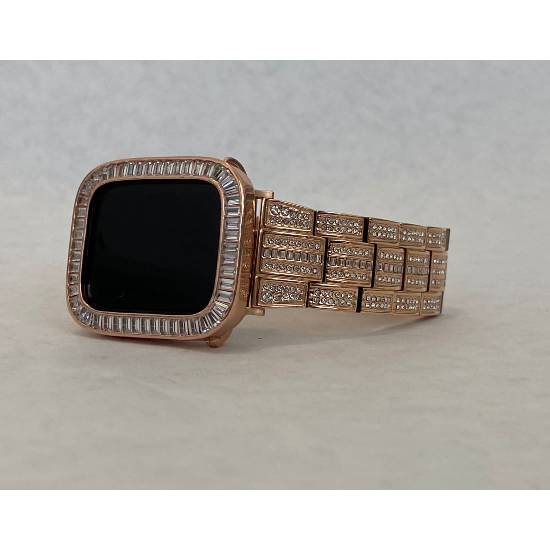 Series 1-8 Apple Watch Band Rose Gold Swarovski Crystals & or Lab Diamond Bezel Cover Iwatch 38mm 40mm 41mm 42mm 44mm 45mm
