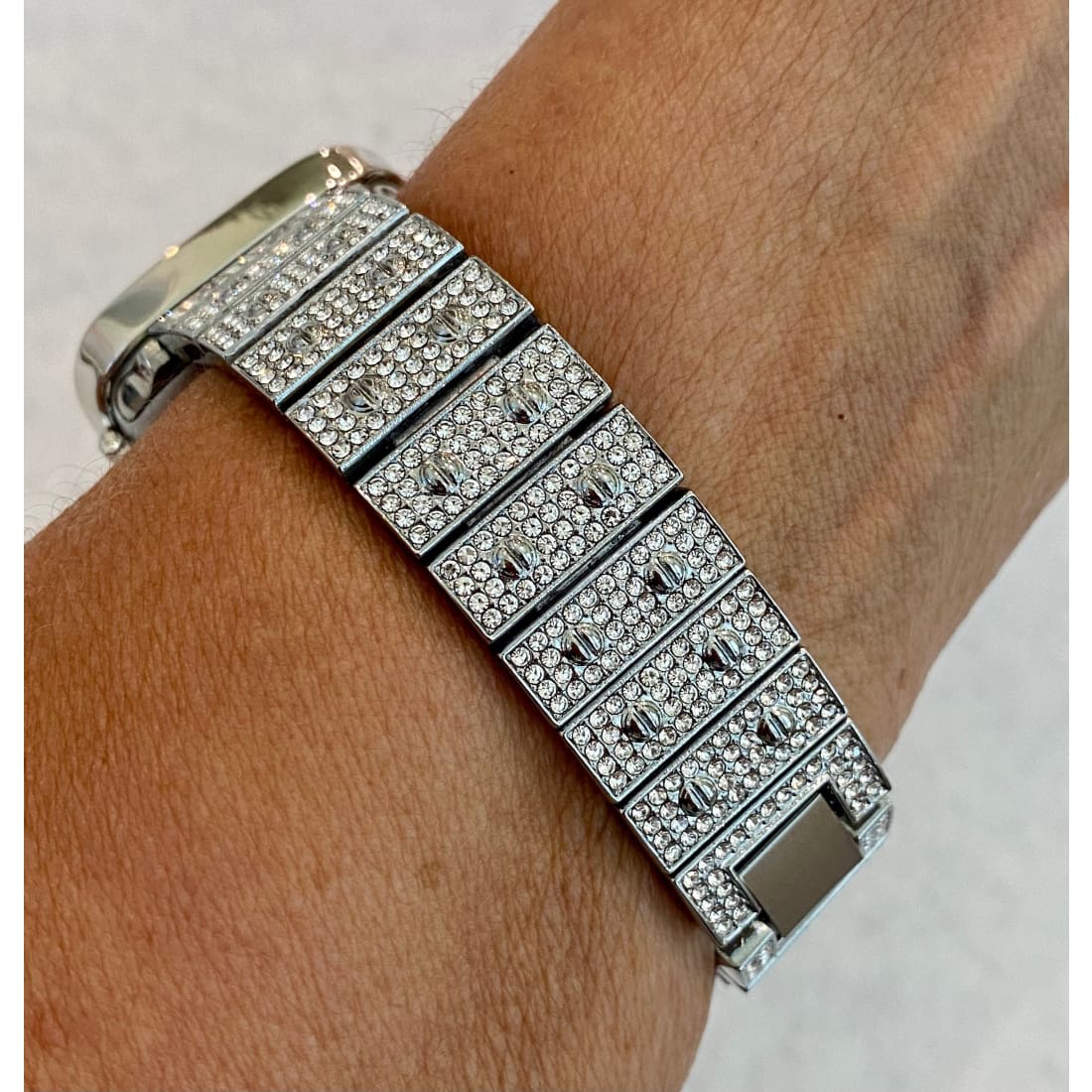 Series 1-8 Apple Watch Band White Gold 38 40 41 42 44 45mm Swarovski Crystals & or Baguette Lab Diamond Bezel Case Cover Bling