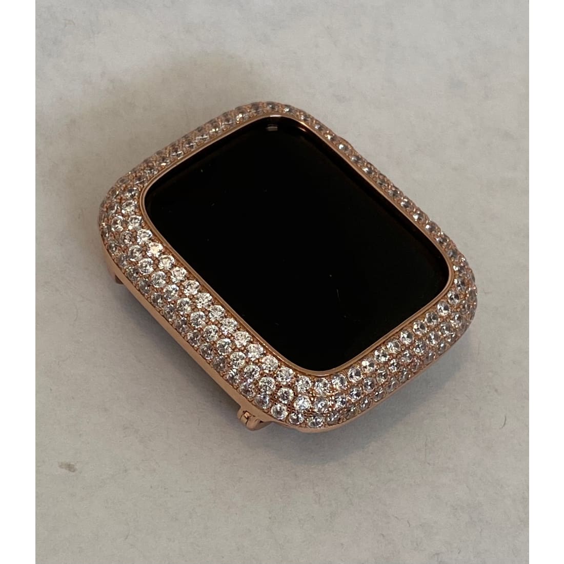 Series 7-8 Apple Watch Band Rose Gold 41mm 45mm Swarovski Crystals & or Lab Diamond Bezel Cover Smartwatch Bumper 38 40 42 44mm