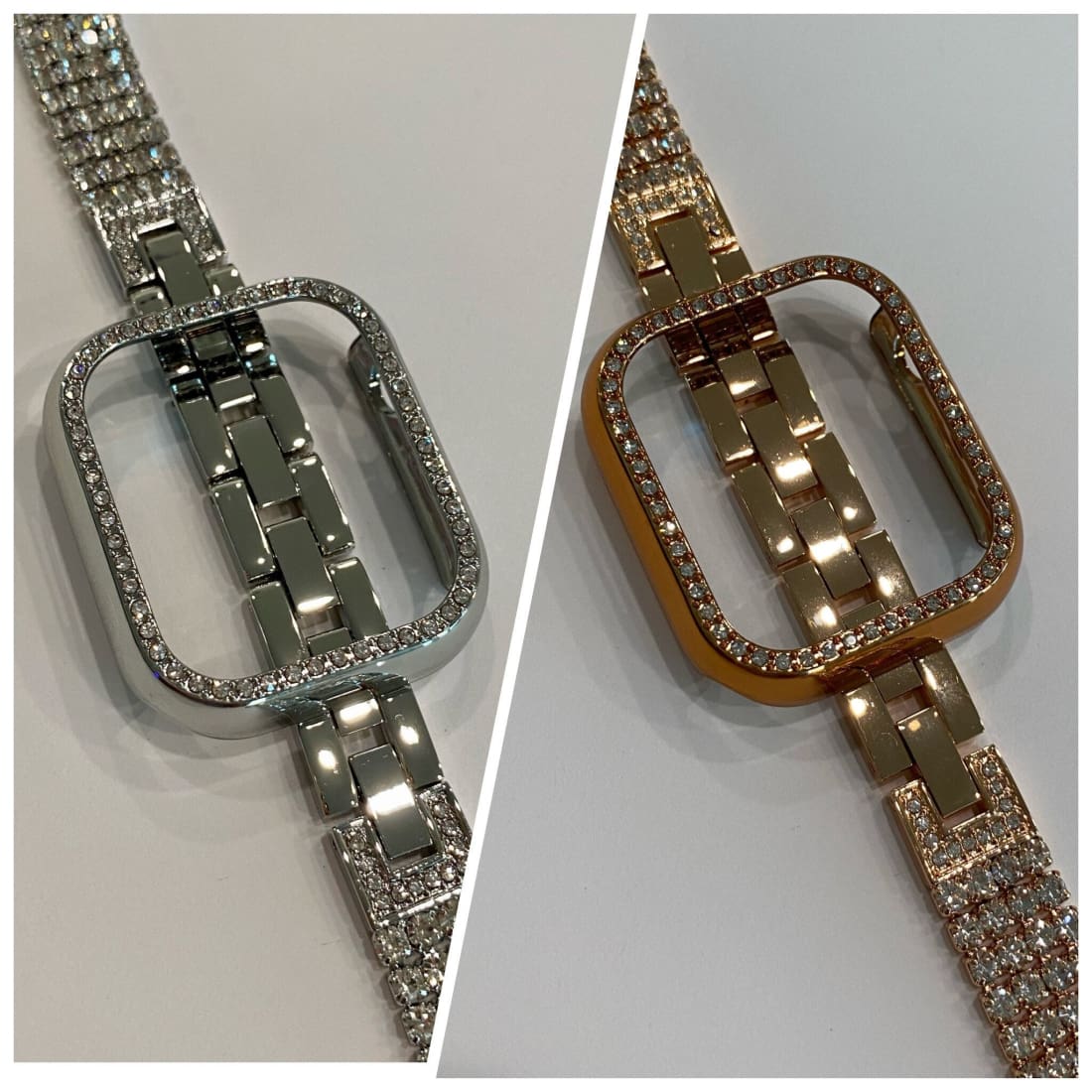 Series 7 Apple Watch Band 41mm 45mm Silver or Rose Gold & or Swarovski Crystal Bezel Case Cover Bling