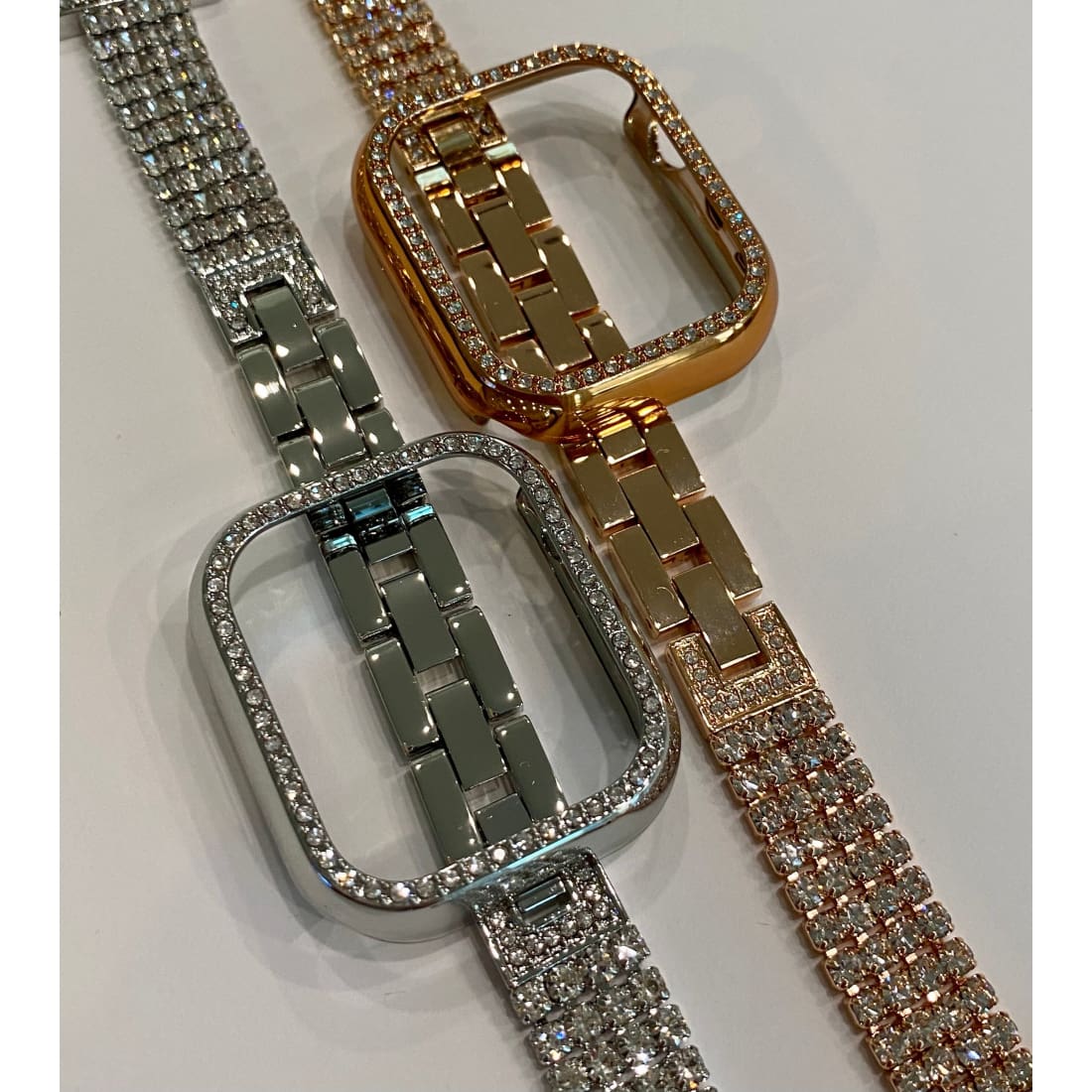 Series 7 Apple Watch Band 41mm 45mm Silver or Rose Gold & or Swarovski Crystal Bezel Case Cover Bling
