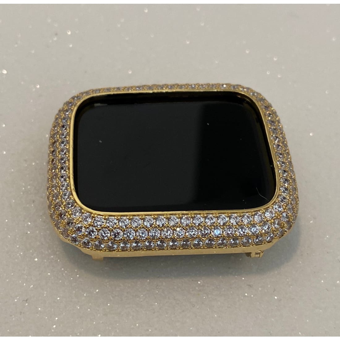Series 7 Gold Apple Watch Bezel Cover Pave Lab Diamond Case Crystal Iwatch Band Bling Series 1,2,3,4,5,6,7 SE