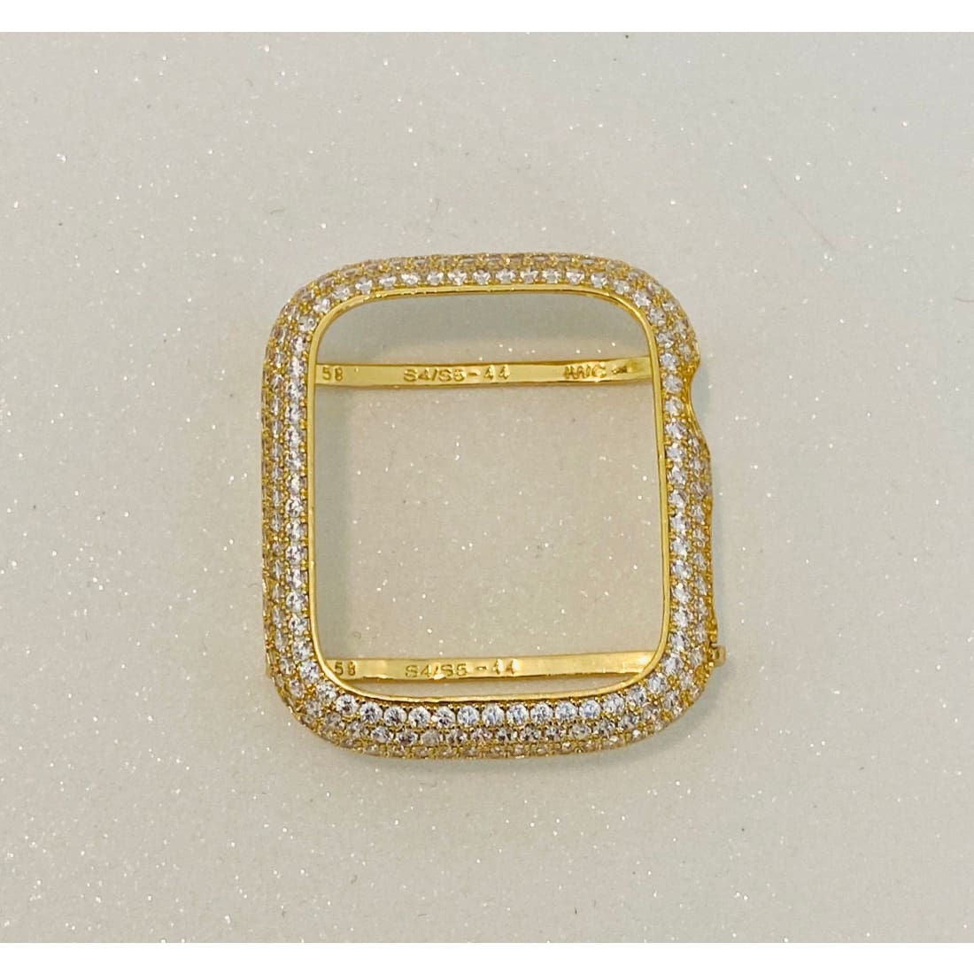 Series 7 Gold Apple Watch Bezel Cover Pave Lab Diamond Case Crystal Iwatch Band Bling Series 1,2,3,4,5,6,7 SE